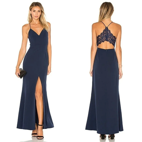 *NWOT* Lovers + Friends Navy Helena Gown - Picture 1 of 6